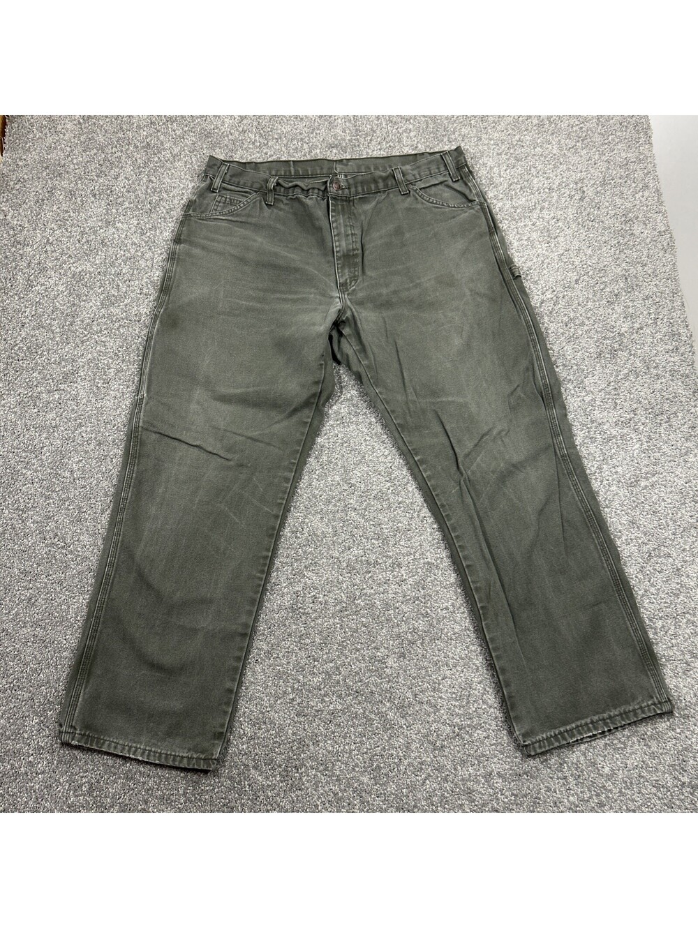 Dickies Carpenter Pants Men’s Green Canvas Workwear Heavy Relaxed Fit